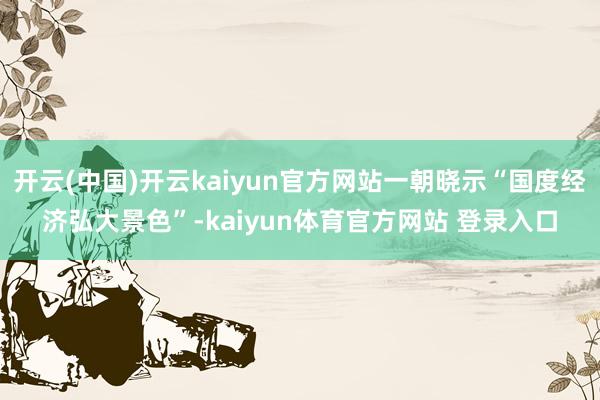 开云(中国)开云kaiyun官方网站一朝晓示“国度经济弘大景色”-kaiyun体育官方网站 登录入口